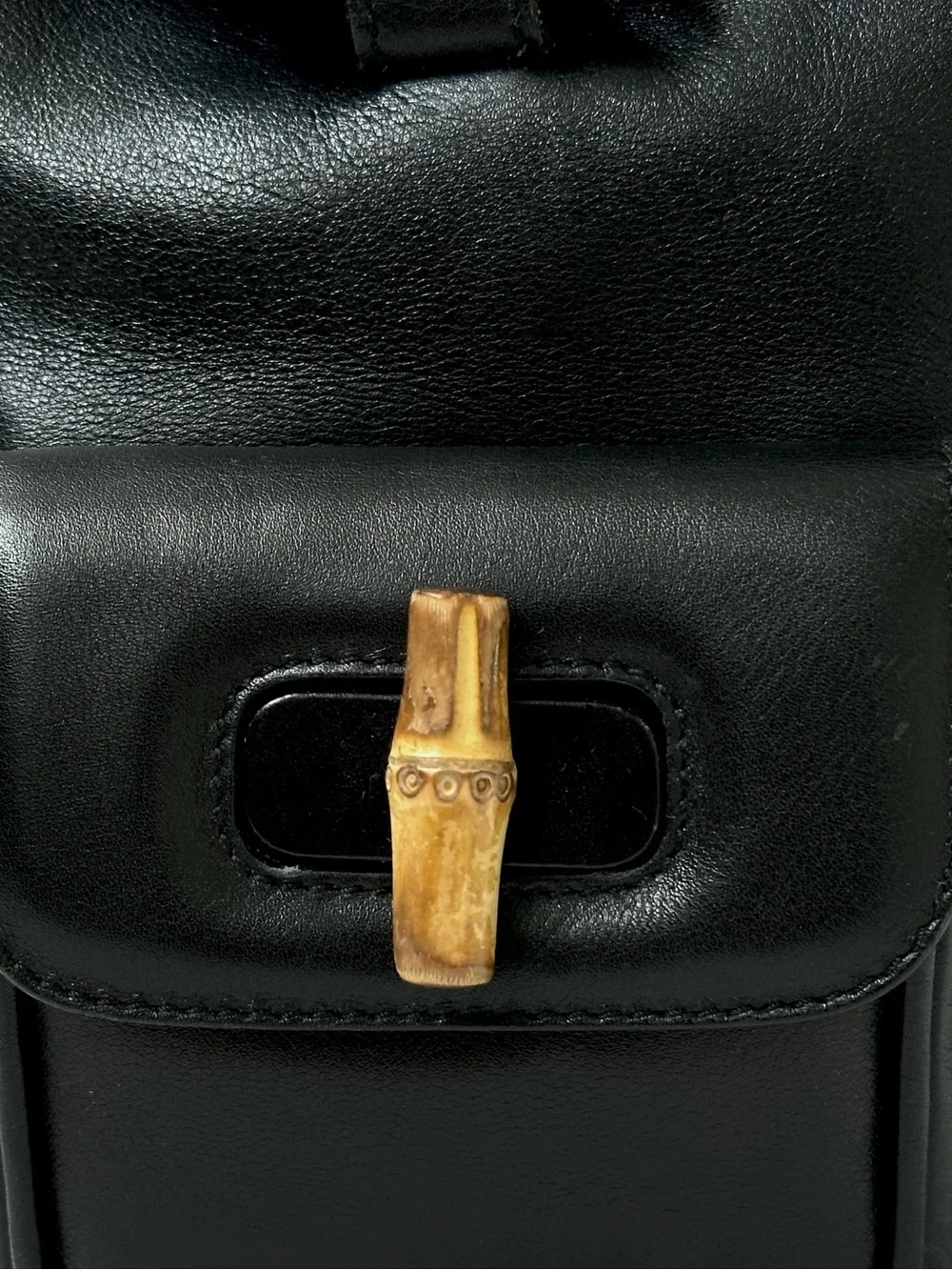 Gucci Vintage Bamboo Backpack Black Leather